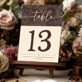 Elegante Chocolade Mocha Trouwtafel Nummers Doub Kaart
