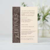 Elegante chocolade mokka trouwdetails kaart (Staand voorkant)