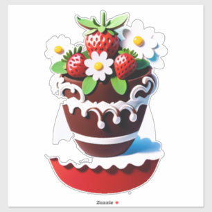 Elegante Chocolade Vaas Boeket Met Aardbeien Sticker