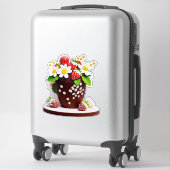 Elegante Chocolade Vaas Boeket Met Aardbeien Sticker (Koffer)