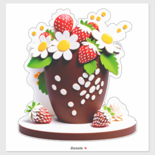 Elegante Chocolade Vaas Boeket Met Aardbeien Sticker