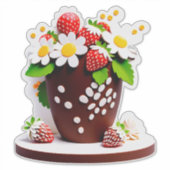 Elegante Chocolade Vaas Boeket Met Aardbeien Sticker (Voorkant)