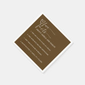 Elegante Chocoladebruine Leuke Feiten Bruiloft Servet (Hoek)