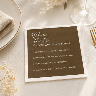 Elegante Chocoladebruine Leuke Feiten Bruiloft Servet