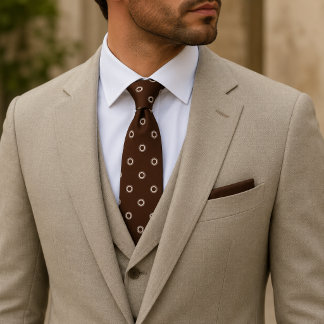 Elegante Chocoladebruine Stippen Stropdas
