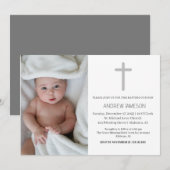 Elegante Christelijk Blauwe Ronde Foto | Doop Kaart (Voorkant / Achterkant)