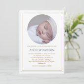 Elegante Christelijk Blauwe Ronde Foto | Doop Kaart (Staand voorkant)