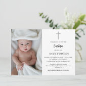 Elegante Christelijk Blauwe Ronde Foto | Doop Kaart (Staand voorkant)