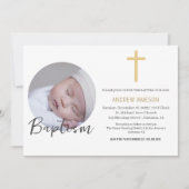 Elegante Christelijk Blauwe Ronde Foto | Doop Kaart (Voorkant)