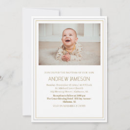 Elegante Christelijk Gouden Ronde Foto | Doop Kaart