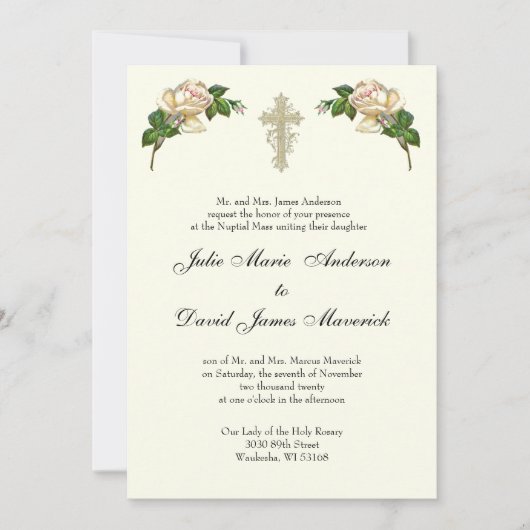 Elegante Christelijke Cross Trouwringen Katholiek Kaart (Voorkant)