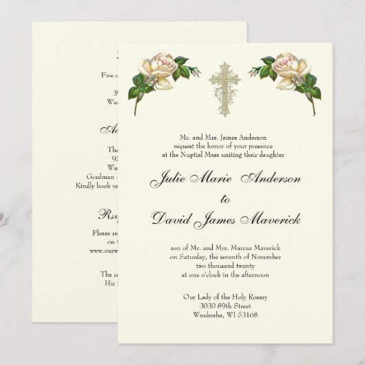 Elegante Christelijke Cross Trouwringen Katholiek Kaart (Voorkant / Achterkant)