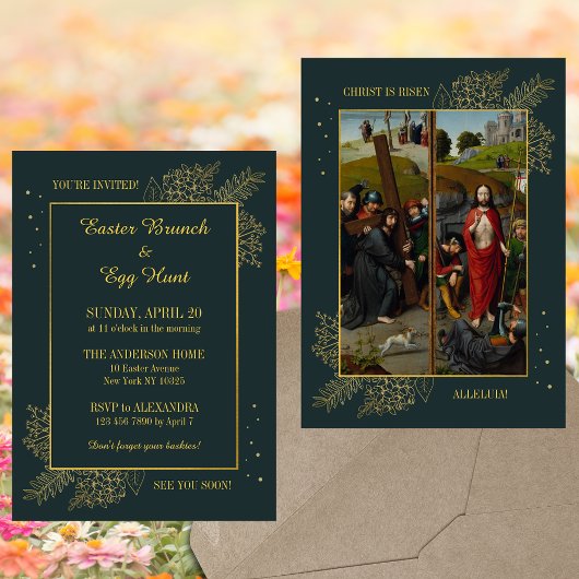 Elegante Christelijke Easter Brunch Egg Hunt Kaart