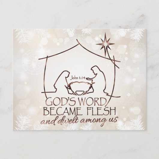 Elegante Christelijke Geboorte Schrift Kerstmis Feestdagenkaart (Voorkant)