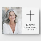 Elegante christelijke kruis rouwdienst herdenkings fotoplaat (voorkant)