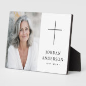 Elegante christelijke kruis rouwdienst herdenkings fotoplaat (Zijkant)
