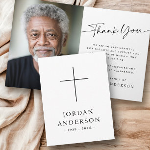 Elegante Christelijke kruisnaam datum begrafenisfo Bedankkaart