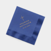 Elegante Christelijke kruisnaam en datum Folie Servetten (Links)