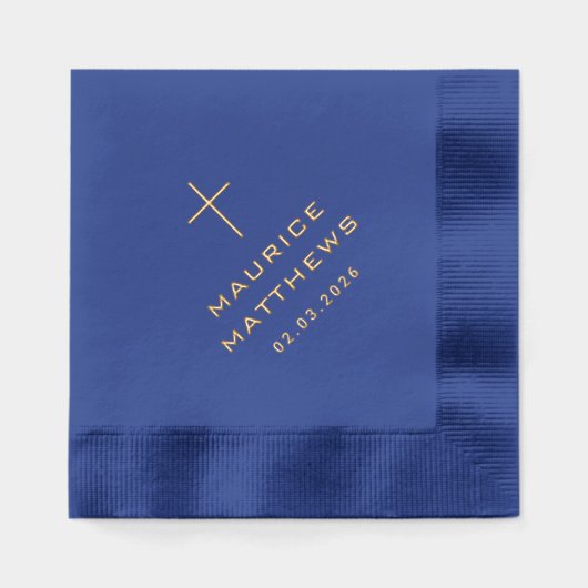 Elegante Christelijke kruisnaam en datum Folie Servetten (Voorkant)
