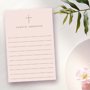 Elegante Christelijke kruisnaam licht blush roze Post-it® Notes