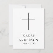 Elegante Christelijke kruisnamendatum begrafenis Bedankkaart (Voorkant)