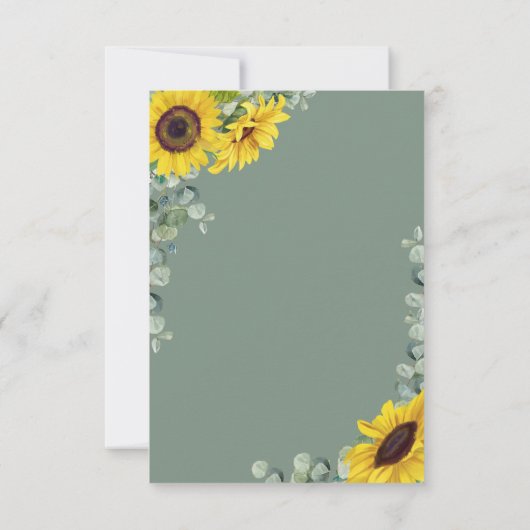 Elegante Christelijke Sage Green Zonnebloem bruilo RSVP Kaartje (Achterkant)