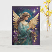 Elegante Christmas Angel Floral Custom Text Kaart (Gele Bloem)