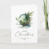 Elegante Christmas Sage Green Ornament Groet Feestdagen Kaart (Voorkant)