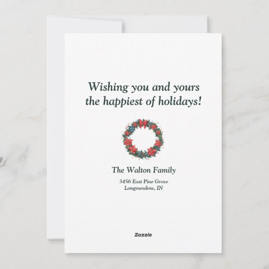 Elegante Christmas Wreath Kaart – PersonalizedCard (Achterkant)