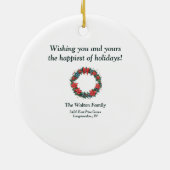 Elegante Christmas Wreath Kaart – PersonalizedCard Keramisch Ornament (Achterkant)