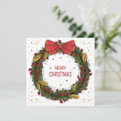 Elegante Christmas Wreath Square Wenskaart Kaart (Staand voorkant)