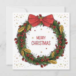 Elegante Christmas Wreath Square Wenskaart Kaart