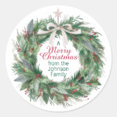 Elegante Christmas Wreath Sticker (Voorkant)