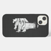 Elegante chroomachtige vuurtoren op koolstofvezel iPhone hoesje (Achterkant horizontaal)