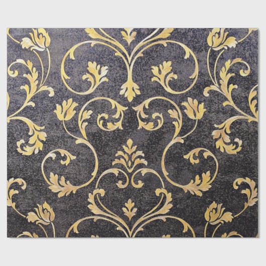 elegante chroomzwart en goudvocht cadeaupapier (Vlak)