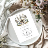 Elegante Church Waterverf Venue Manor Wedding Kaart