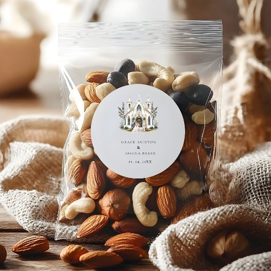 Elegante Church Waterverf Venue Manor Wedding Ronde Sticker