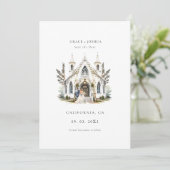 Elegante Church Waterverf Venue Manor Wedding Save The Date (Staand voorkant)