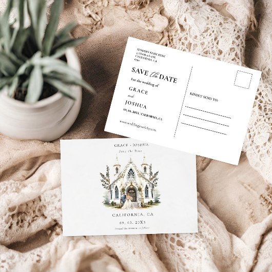 Elegante Church Waterverf Venue Manor Wedding Save The Date