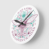 Elegante Cicada Bug Liefhebber Botanische Lijn Kun Ronde Klok (Hoek)