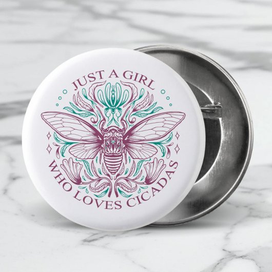 Elegante Cicada Insect Botanical Line Art Offerte Ronde Button 3,2 Cm