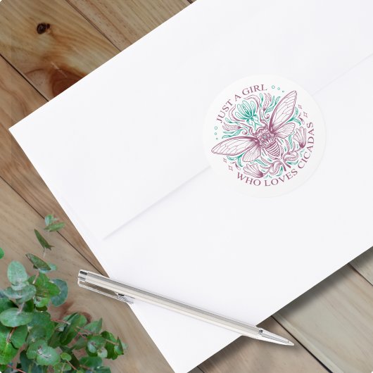 Elegante Cicada Insect Quotation voor Meisjes Ronde Sticker