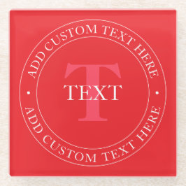 Elegante circulaire tekst Sjabloon Bewerkbaar Rood Glazen Onderzetter