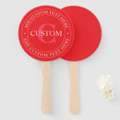 Elegante circulaire tekst Sjabloon Bewerkbaar Rood Handwaaier (Voorkant en achterkant)