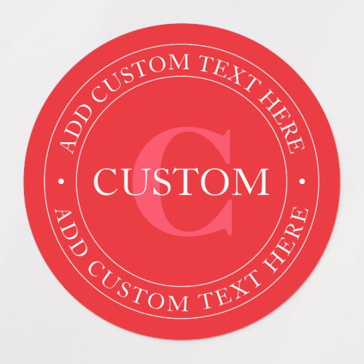 Elegante circulaire tekst Sjabloon Bewerkbaar Rood Labels (Design 2)