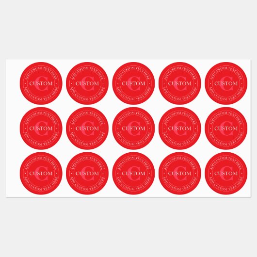 Elegante circulaire tekst Sjabloon Bewerkbaar Rood Labels (Vel)