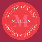 Elegante circulaire tekst Sjabloon Bewerkbaar Rood Ronde Sticker