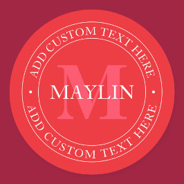 Elegante circulaire tekst Sjabloon Bewerkbaar Rood Ronde Sticker