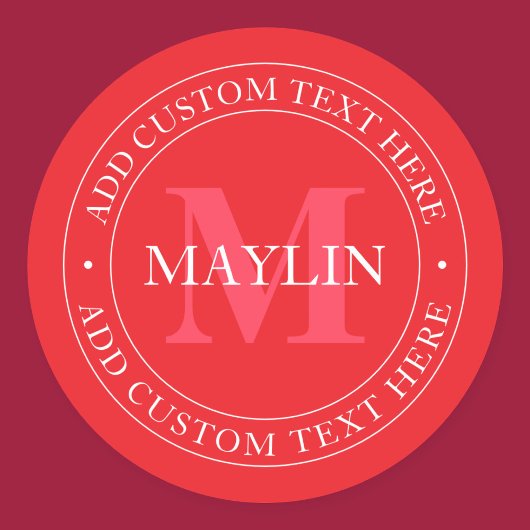 Elegante circulaire tekst Sjabloon Bewerkbaar Rood Ronde Sticker