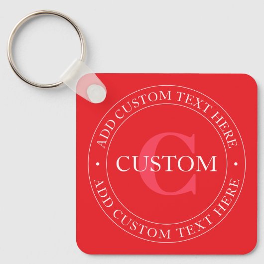 Elegante circulaire tekst Sjabloon Bewerkbaar Rood Sleutelhanger (Voorkant)